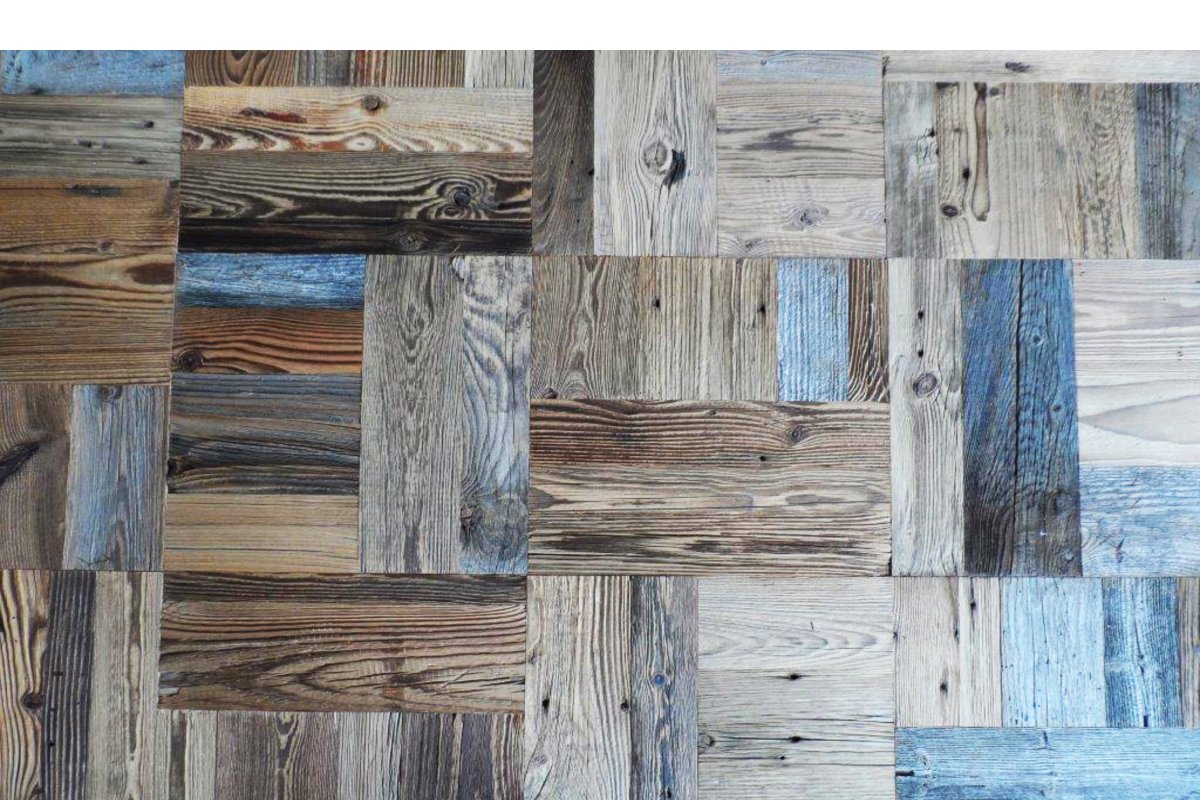Mosaico in abete prima patina blu/grigio/bronzo — Antico Trentino Srl