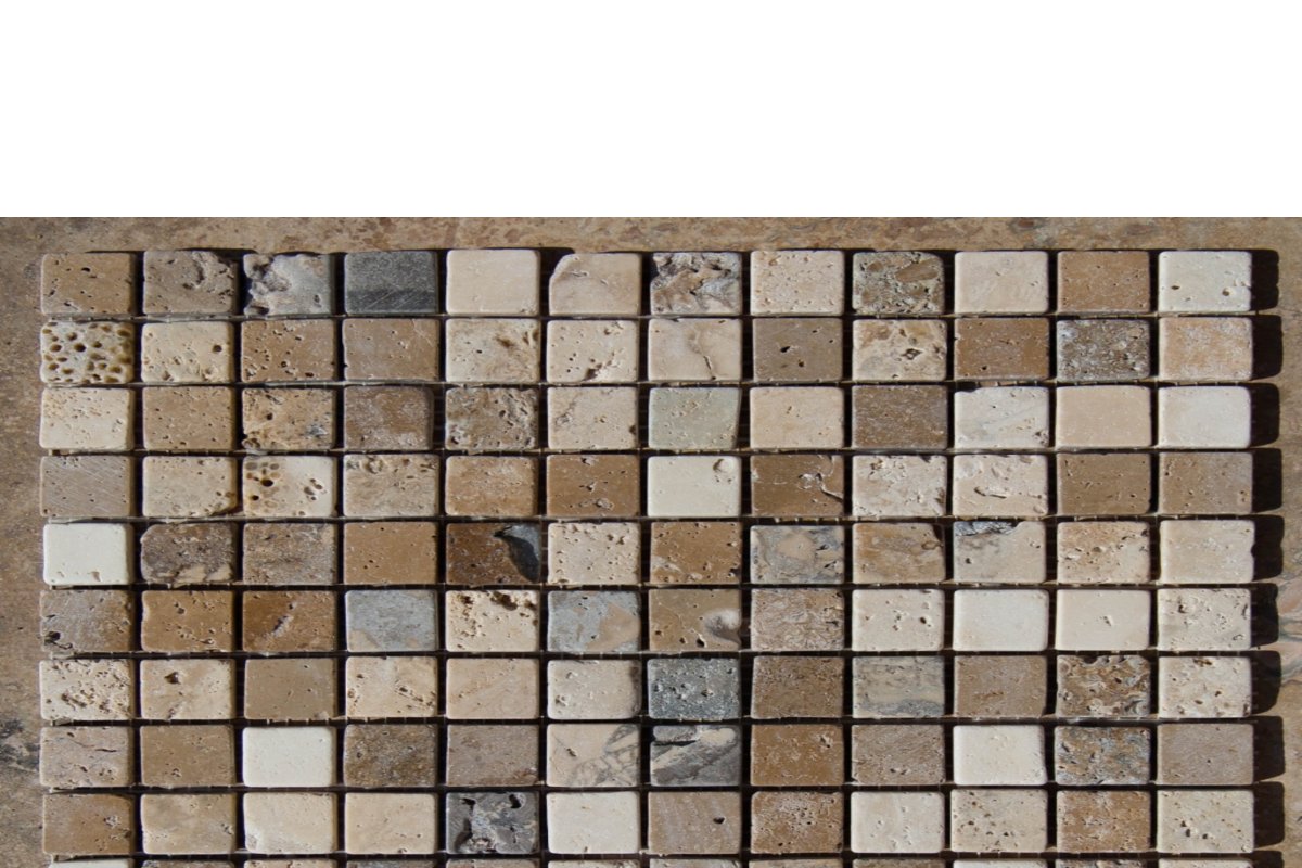 Mosaco Travertino Burattato 2.5x2.5 — PDR srl